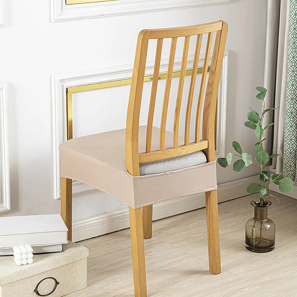 Soft PU Solid Color Stretch Chair Seat Cover