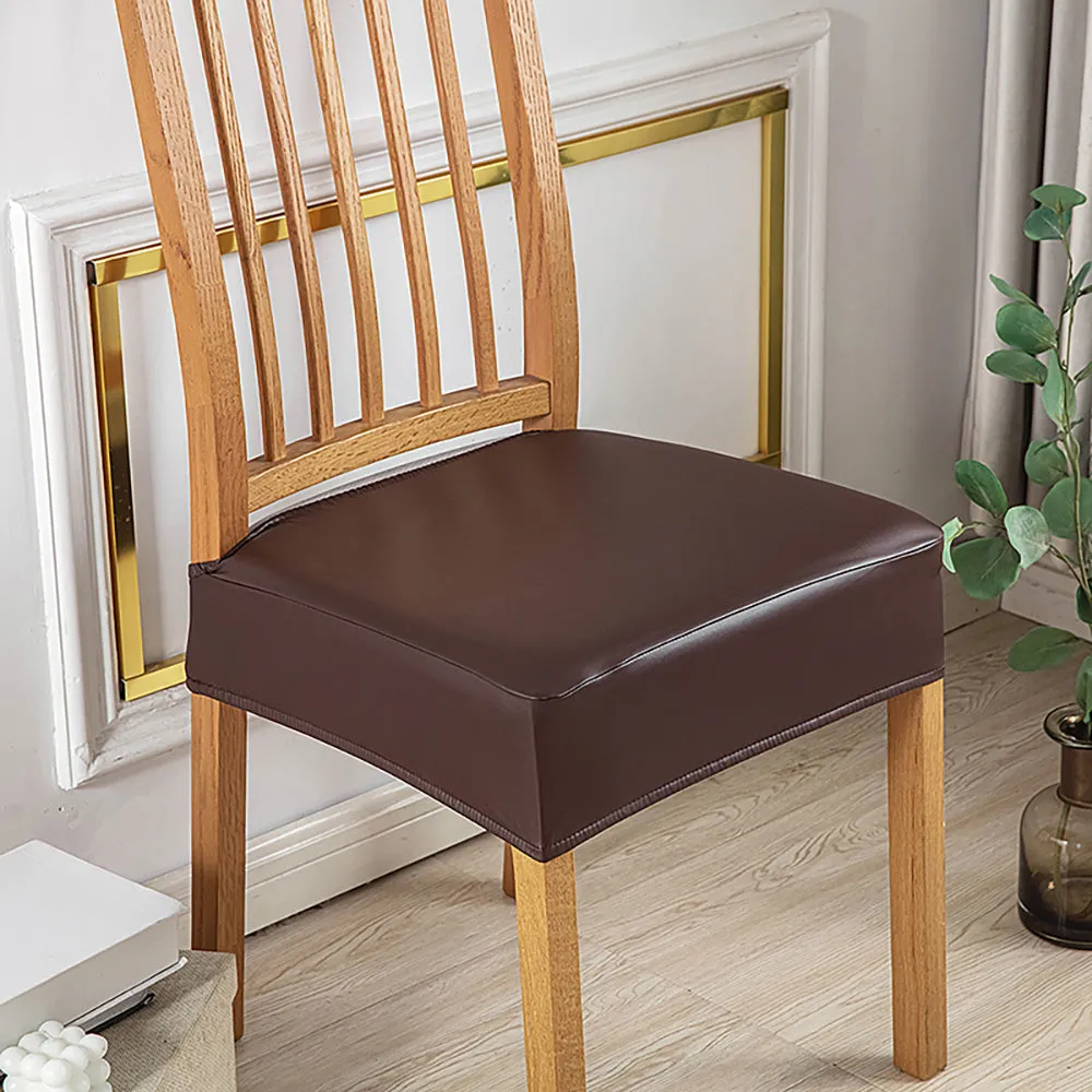 Soft PU Solid Color Stretch Chair Seat Cover