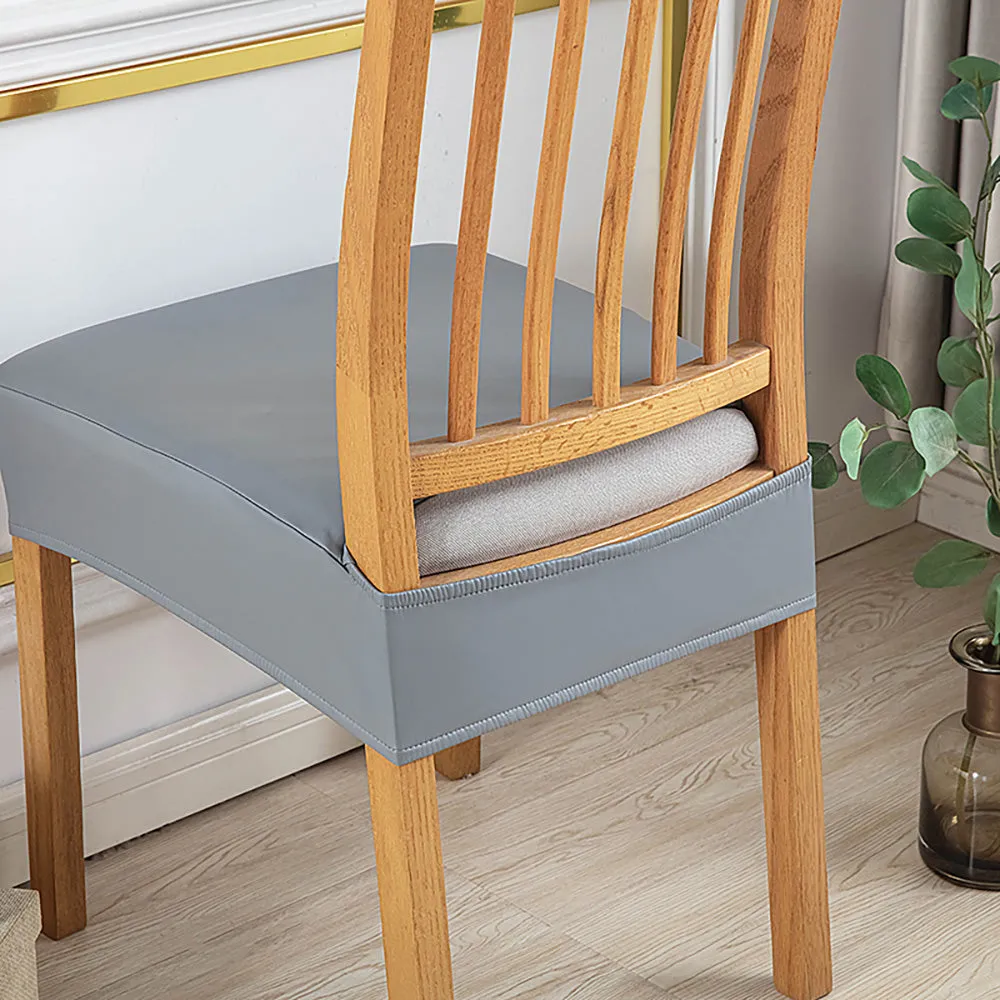 Soft PU Solid Color Stretch Chair Seat Cover