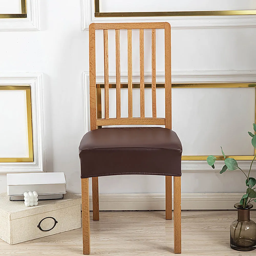 Soft PU Solid Color Stretch Chair Seat Cover