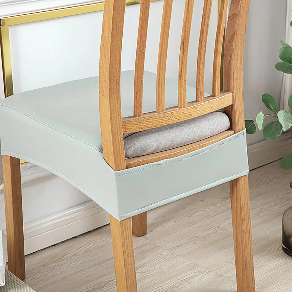 Soft PU Solid Color Stretch Chair Seat Cover