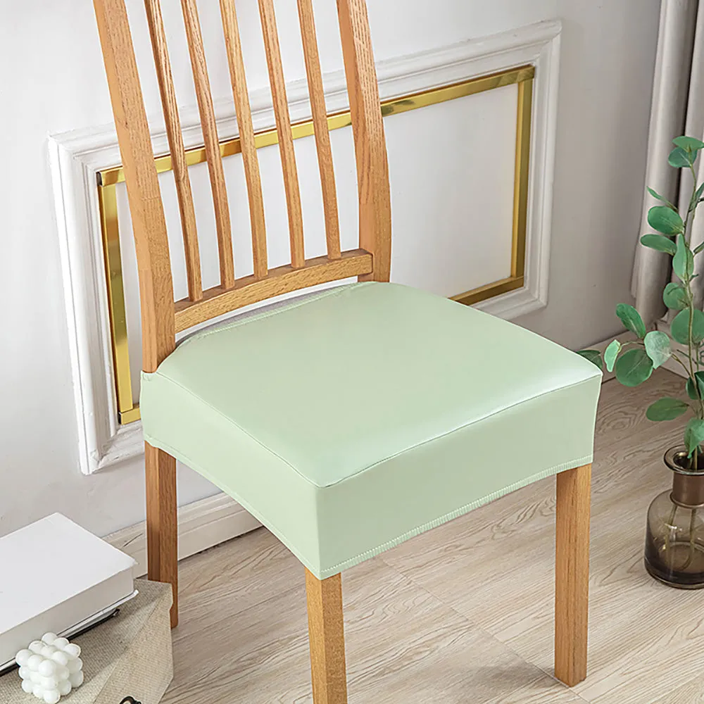 Soft PU Solid Color Stretch Chair Seat Cover