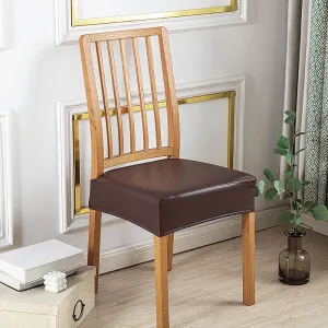 Soft PU Solid Color Stretch Chair Seat Cover