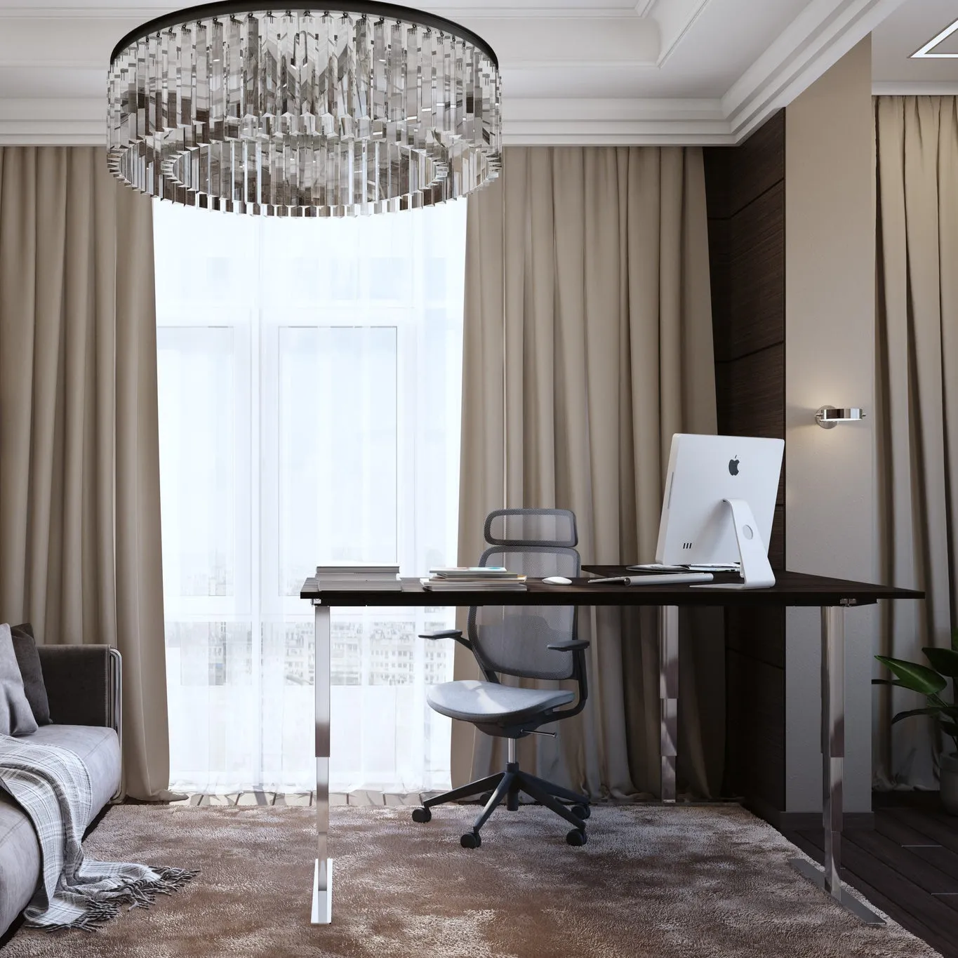 Stockholm Platinum Polished Chrome Standing Corner Desk - Frame Only