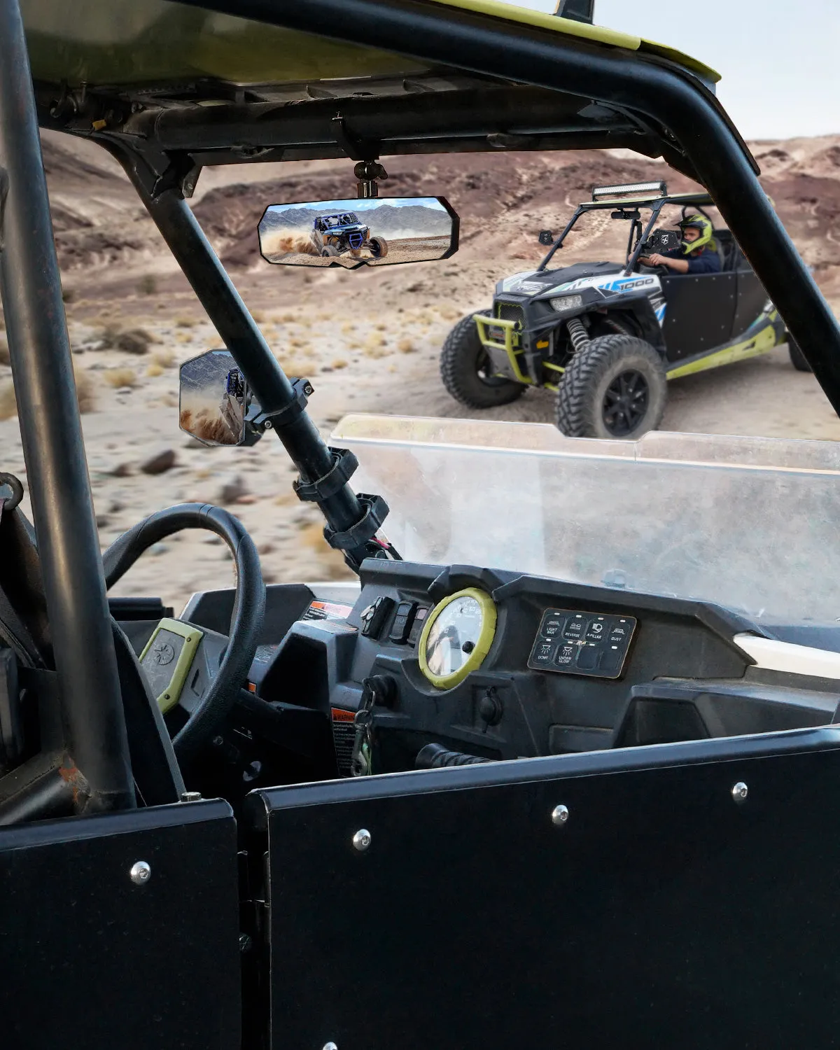 UTV Rear View Center Mirror fits 1.75" - 2" Rollbars | Valiant Series