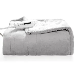 versatile Electric Throw Heated Blanket, Soft Fast Heating Blanket w/5 Heat Settings, 3 Hours Auto-Off & Thermostatic Control, Warming Double-Side Flush Blanket Machine Washable, Grey