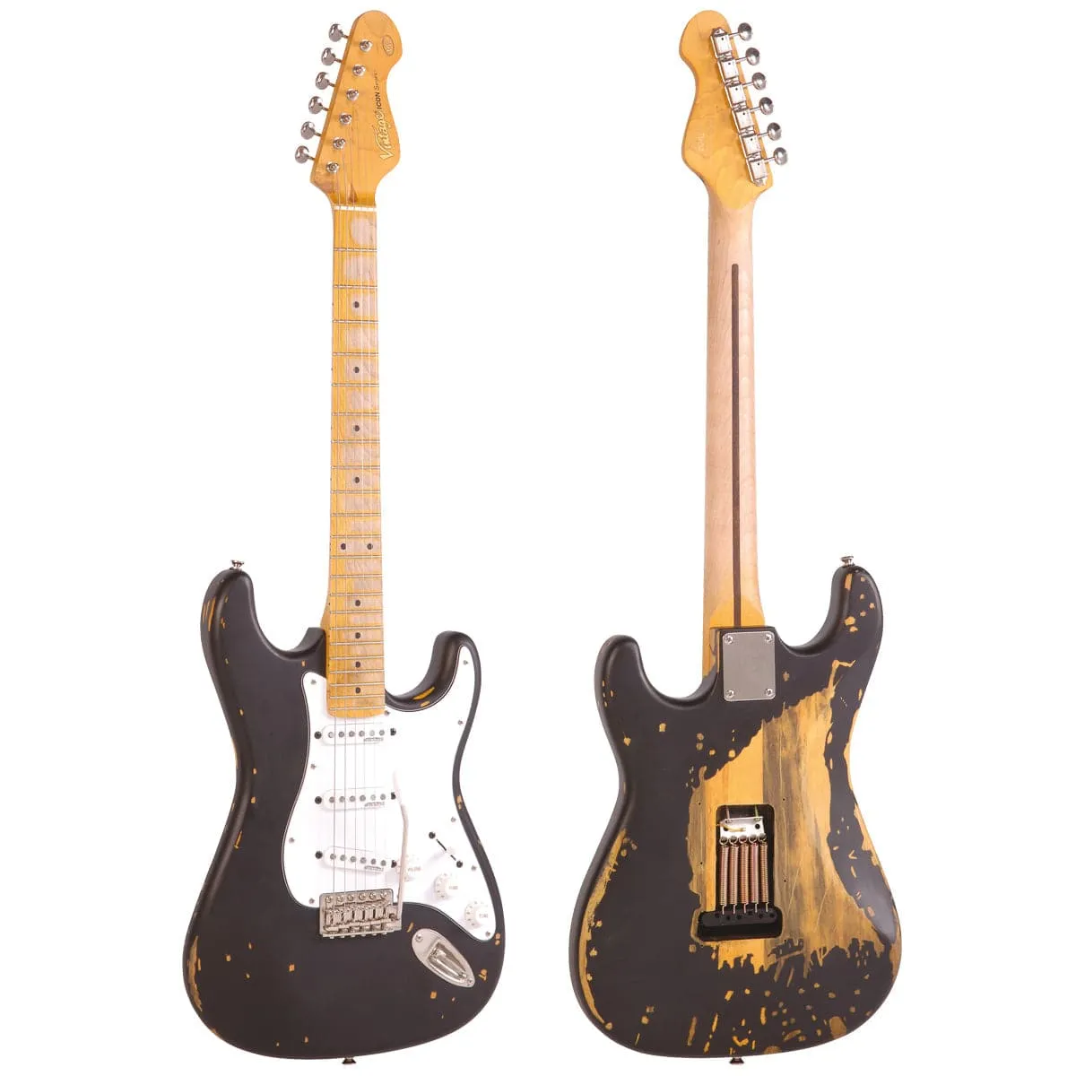 Vintage V6 ICON Electric Guitar ~ Distressed Boulevard Black