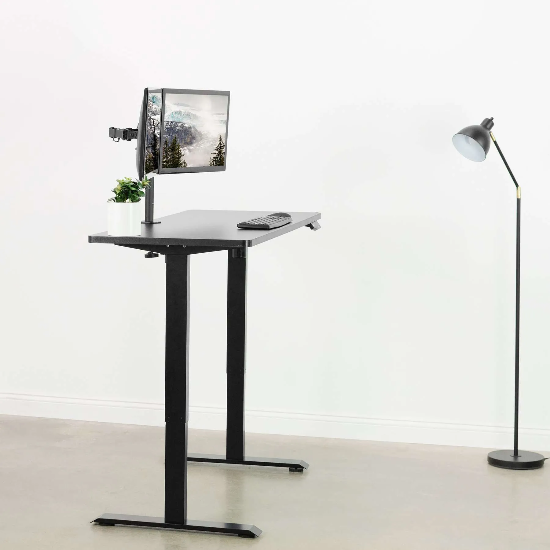 VIVO 33” to 51” Electric Single Motor Desk Frame, DESK-V100EWY/DESK-V100EBY