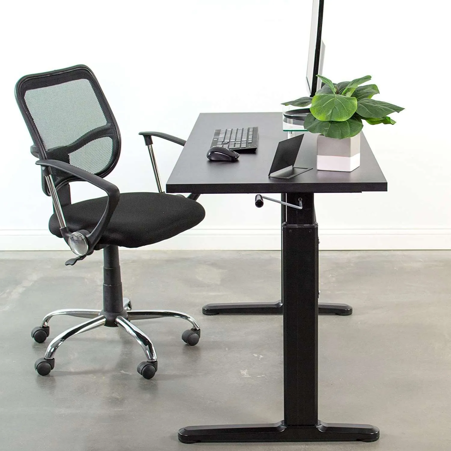 VIVO Manual Crank Standing Height-Adjustable Desk w/ 55"x24" TableTop, DESK-V100MW/V100M