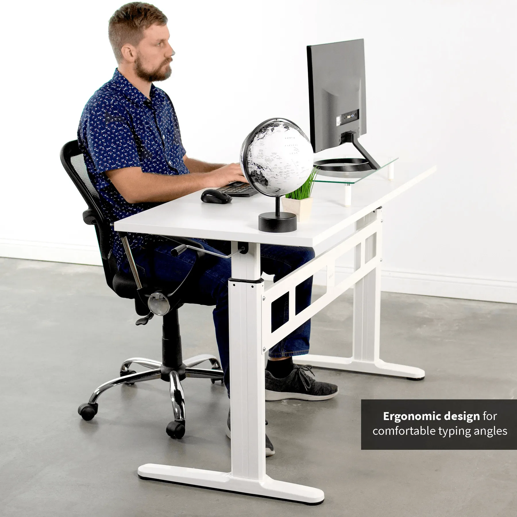 VIVO Manual Crank Standing Height-Adjustable Desk w/ 55"x24" TableTop, DESK-V100MW/V100M