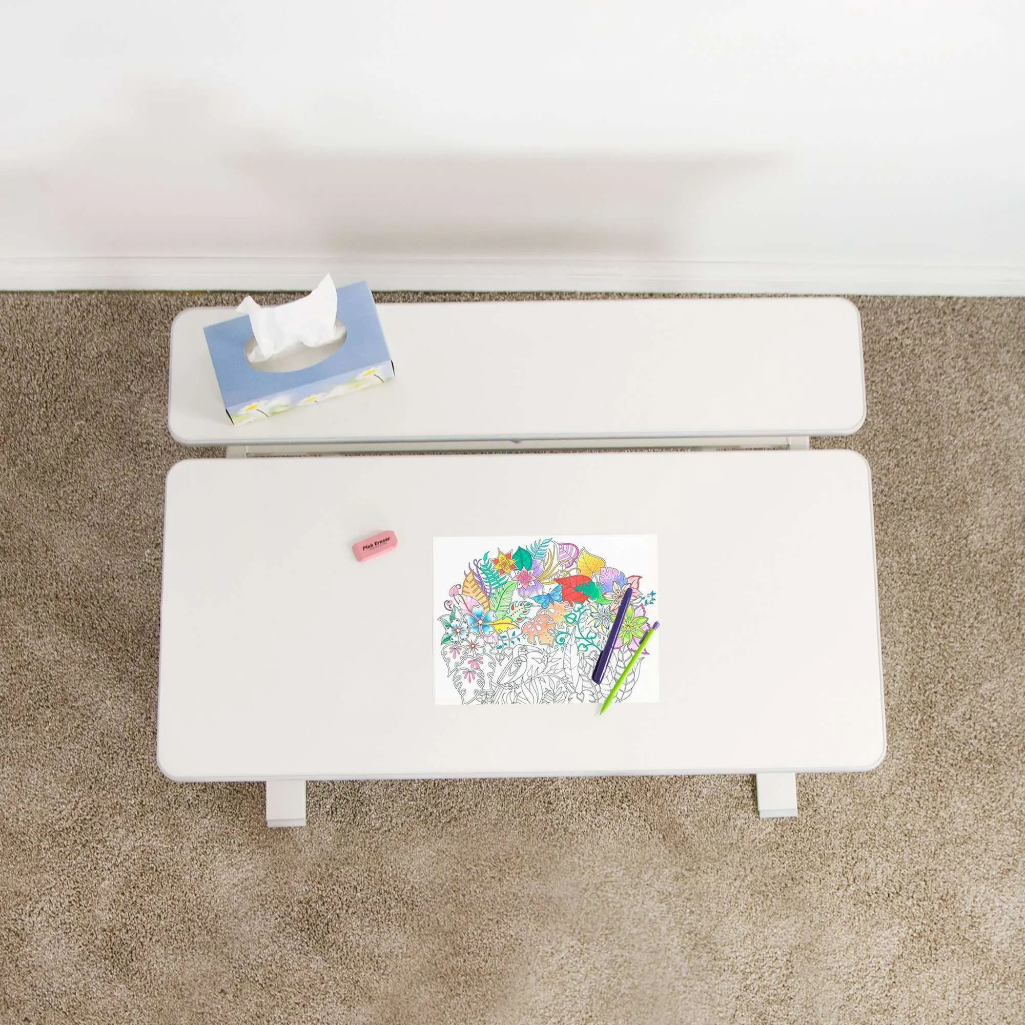 VIVO White Kids' Height-Adjustable Desk Interactive Workstation, DESK-V503G