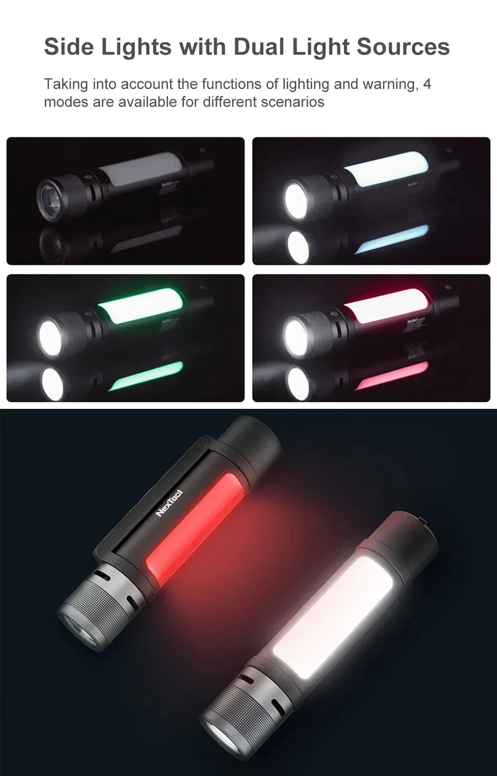 Xiaomi Nextool Outdoor 6 in 1 Zoom Flashlight Multifunction Portable Sound Light Alarm 1000lm Waterproof 2600mAh LED Flashlight