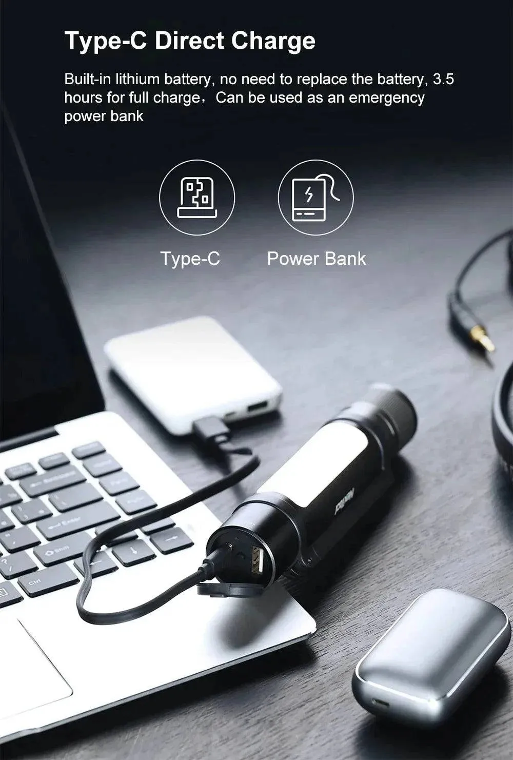 Xiaomi Nextool Outdoor 6 in 1 Zoom Flashlight Multifunction Portable Sound Light Alarm 1000lm Waterproof 2600mAh LED Flashlight