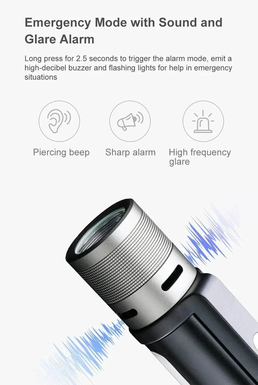 Xiaomi Nextool Outdoor 6 in 1 Zoom Flashlight Multifunction Portable Sound Light Alarm 1000lm Waterproof 2600mAh LED Flashlight
